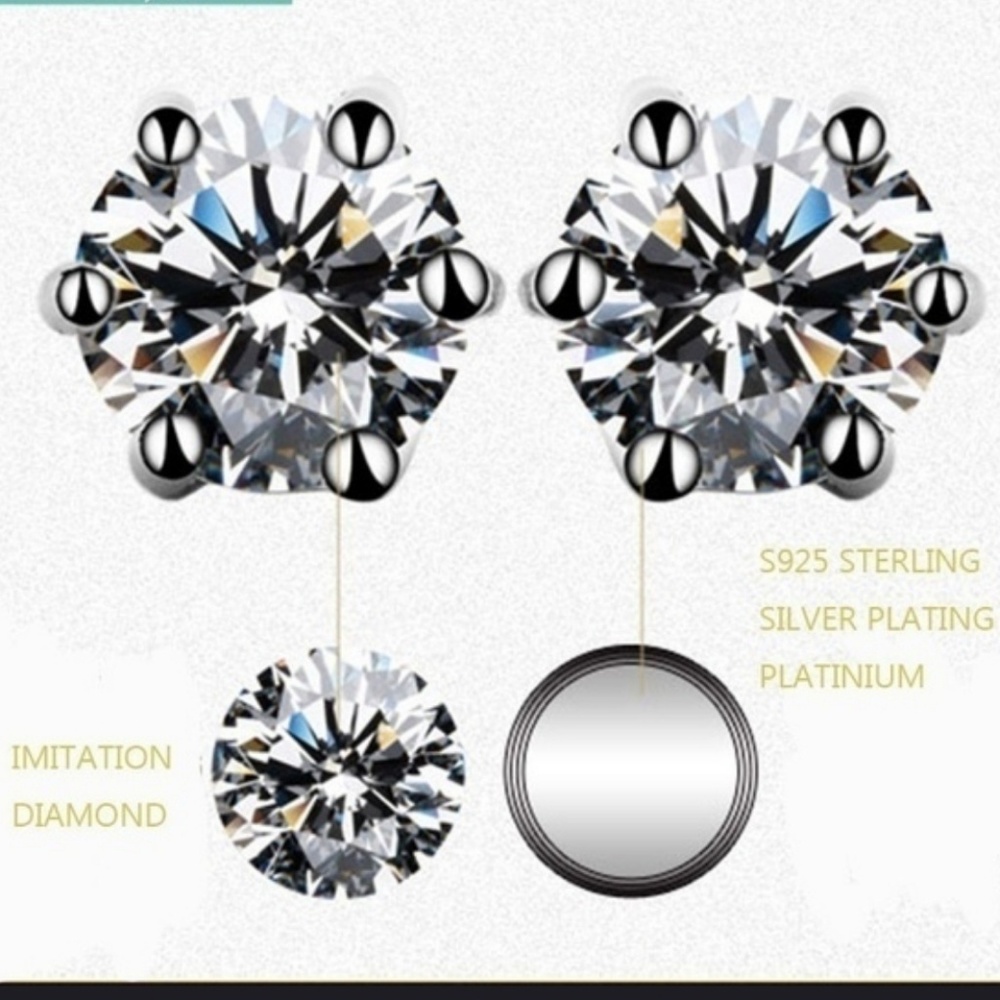 💥💥💥PLATINUM PLATED STUDS 7MM - Picture 4 of 4